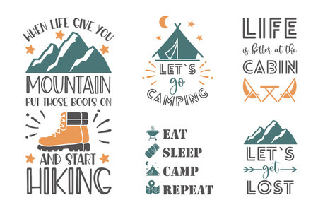 Camping EPS Design, Print on T-Shirts, Mugs, Birthday Cards, Cuts and More Use. Cuttable vector templateのイラスト素材