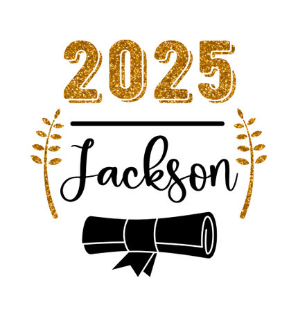 Lettering template for a graduate 2025 with a place for the nameのイラスト素材