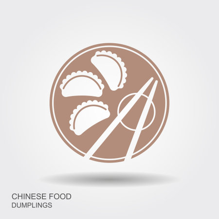 Chinese jiaozi steamed dumplings in flat style.のイラスト素材
