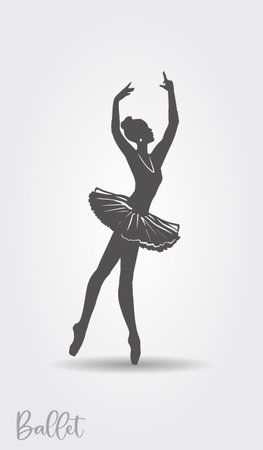 Ballerina silhouettes vector illustration. Beautiful female ballet dancer. Isolated on white background.のイラスト素材