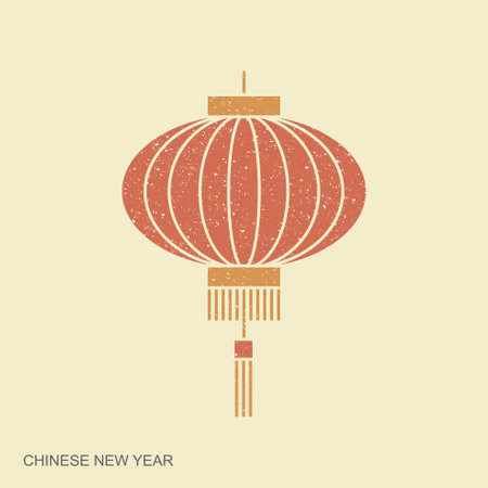 Traditional Chinese paper lantern. Flat retro style iconのイラスト素材