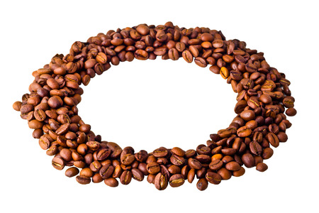 Circle from Coffee beans isolated on white backgroundの写真素材