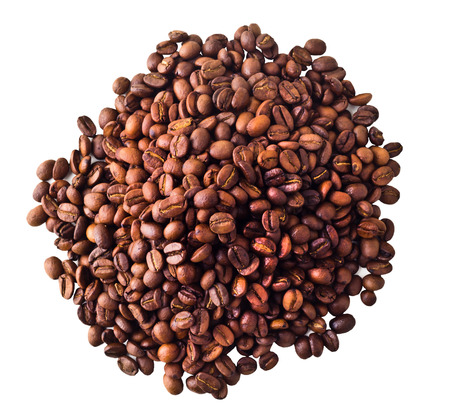 Some Coffe beans isolated on white backgroundの写真素材