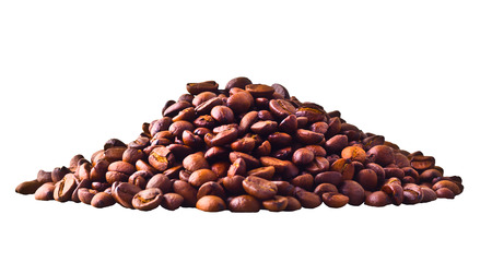Some Coffe beans isolated on white backgroundの写真素材