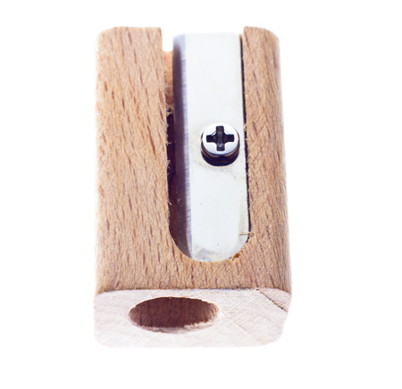Nice wooden sharpener on white isolated backgroundの写真素材