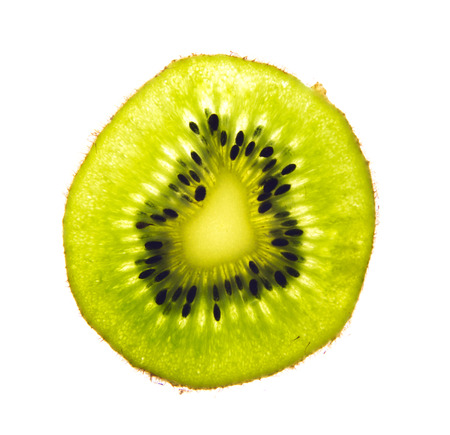 Nice Kiwi in slice on white backgroundの写真素材
