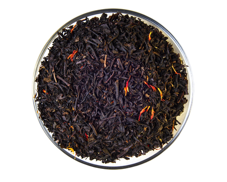 Black tea in tea cup on white backgroundの写真素材