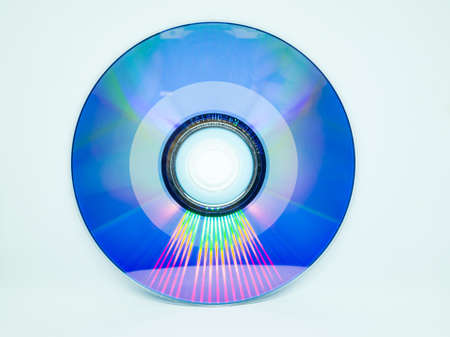 Front view single cd or dvd disc after recording music or picture information. old technology concept .の写真素材