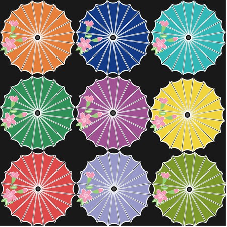 Japanese umbrellasのイラスト素材