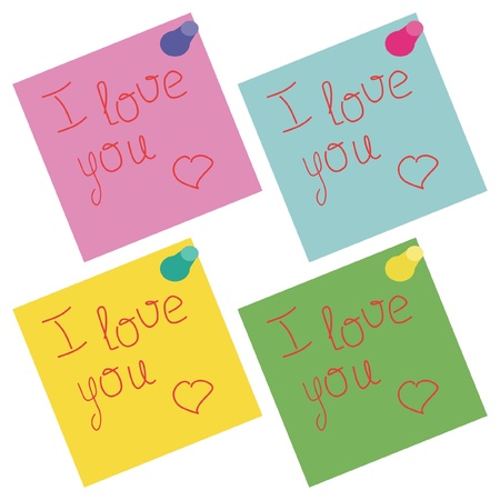 set with notes with declaration of loveのイラスト素材