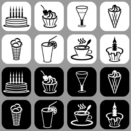 icons with desserts and drinksのイラスト素材