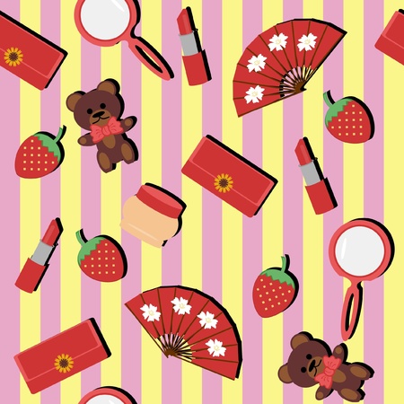 seamless background with lady objectsのイラスト素材