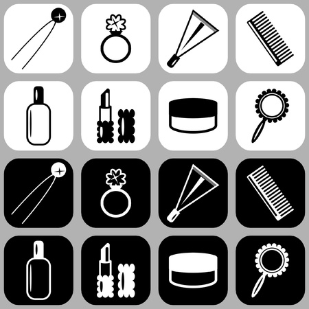 set of icons with lady objectsのイラスト素材
