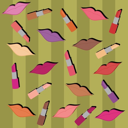 background with lips and lipsticksのイラスト素材
