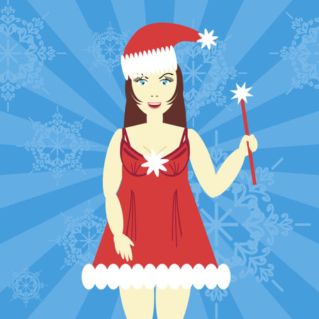 girl in christmas dressのイラスト素材