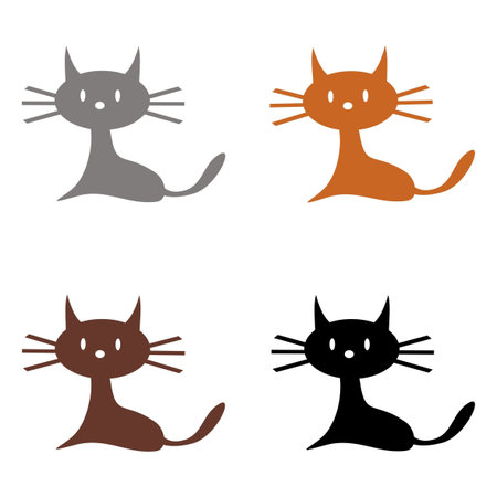 four cats on white backgroundのイラスト素材
