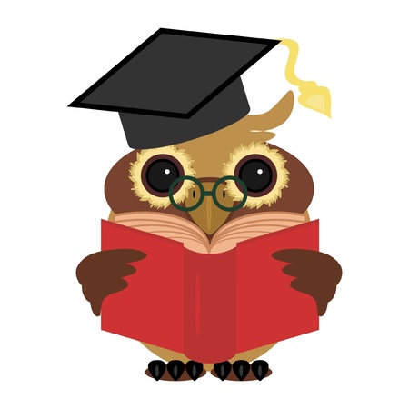 clever owl with bookのイラスト素材