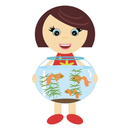 nice girl with aquariumのイラスト素材