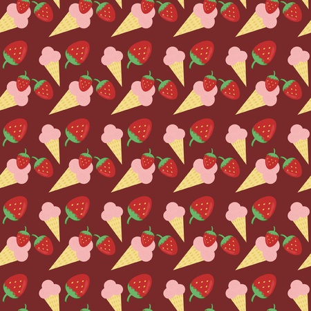 seamless background with strawberry ice creamのイラスト素材