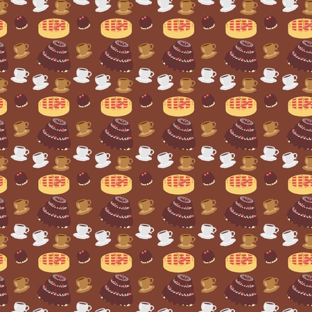 seamless pattern with cakes and cupsのイラスト素材