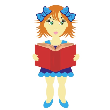 nice little girl with bookのイラスト素材