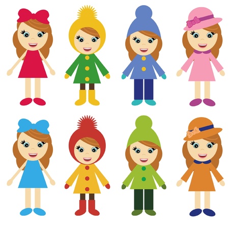 girls in different clothesのイラスト素材