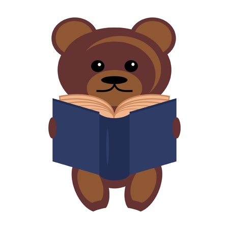 teddy bear with bookのイラスト素材