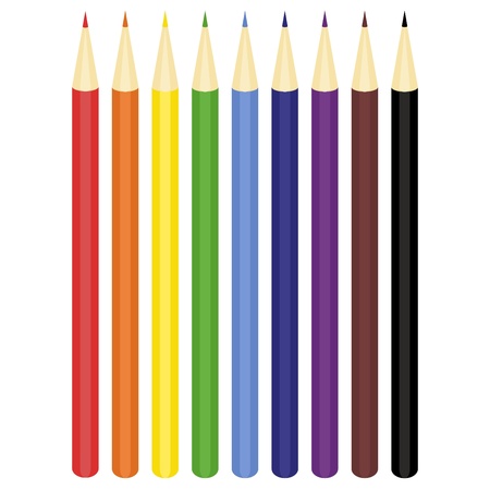 color pencils on white backgroundのイラスト素材