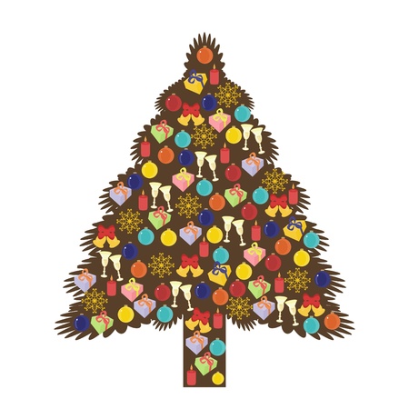 Christmas tree with objectsのイラスト素材