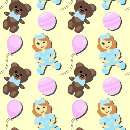 seamless background with baby objectsのイラスト素材