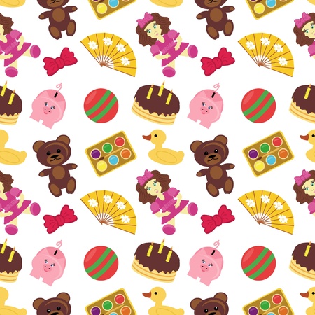 seamless background with baby objectsのイラスト素材