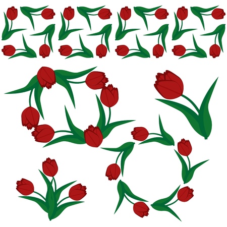 decor elements with tulipsのイラスト素材