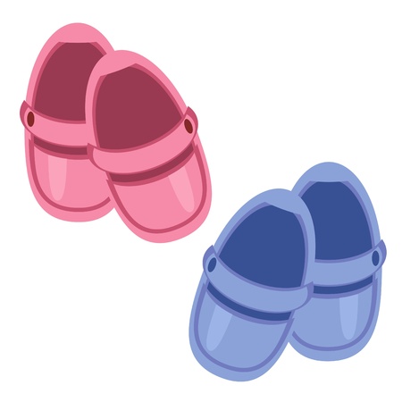 children shoes on white backgroundのイラスト素材