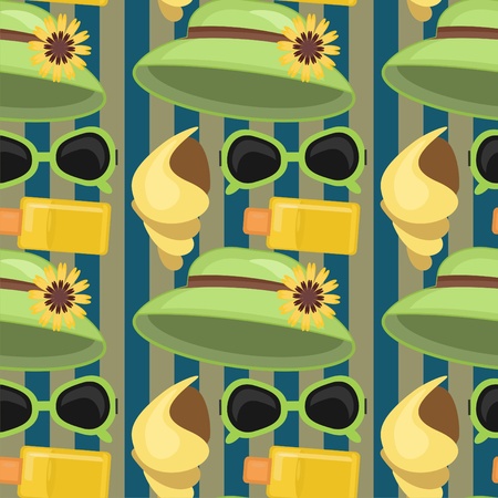 seamless background with beach objectsのイラスト素材