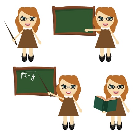 nice teacher in different positionsのイラスト素材