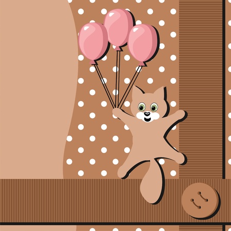card with cat and balloonsのイラスト素材