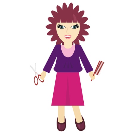 nice haidresser girl on whiteのイラスト素材