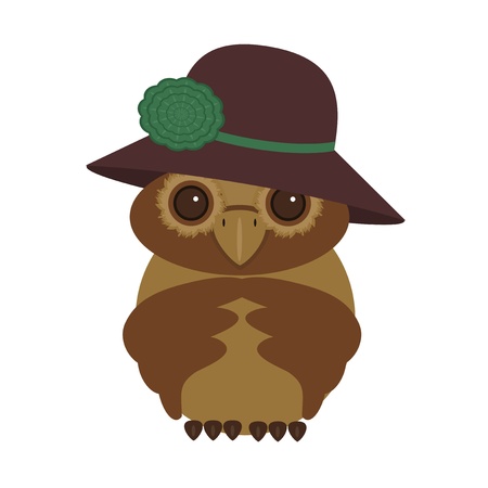 nice owl in hat with flowerのイラスト素材