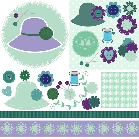 scrap booking set of objects on whiteのイラスト素材