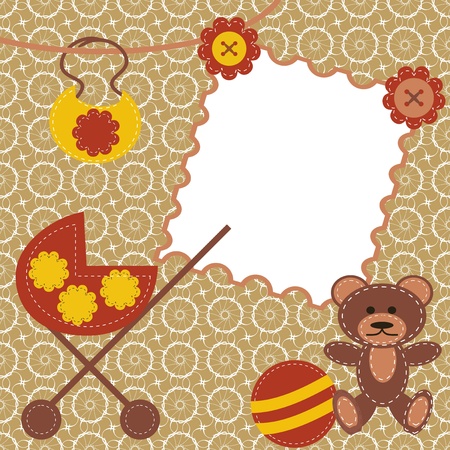 children frame with perambulator scrapbookのイラスト素材