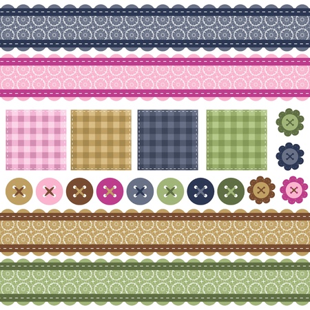 scrapbook objects with lace on white backgroundのイラスト素材