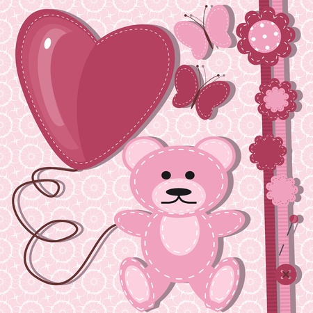 greeting card for baby with teddy bearのイラスト素材