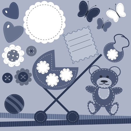 set with objects for baby birthdayのイラスト素材
