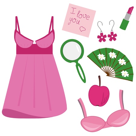 lady objects on white backgroundのイラスト素材