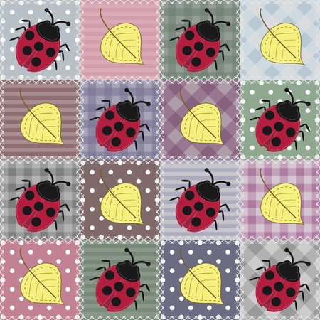 patchwork background with different itemsのイラスト素材