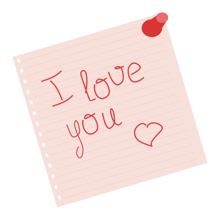declaration of love on pink sheet of paperのイラスト素材