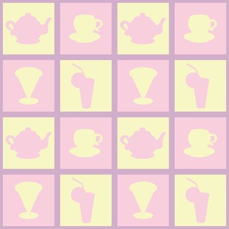 seamless background with kitchen objectsのイラスト素材