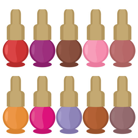 set with nail polish on white backgroundのイラスト素材