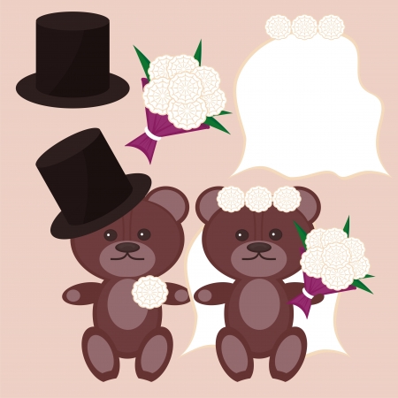 nice bears bridegroom and brideのイラスト素材
