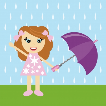 nice little girl with umbrellaのイラスト素材